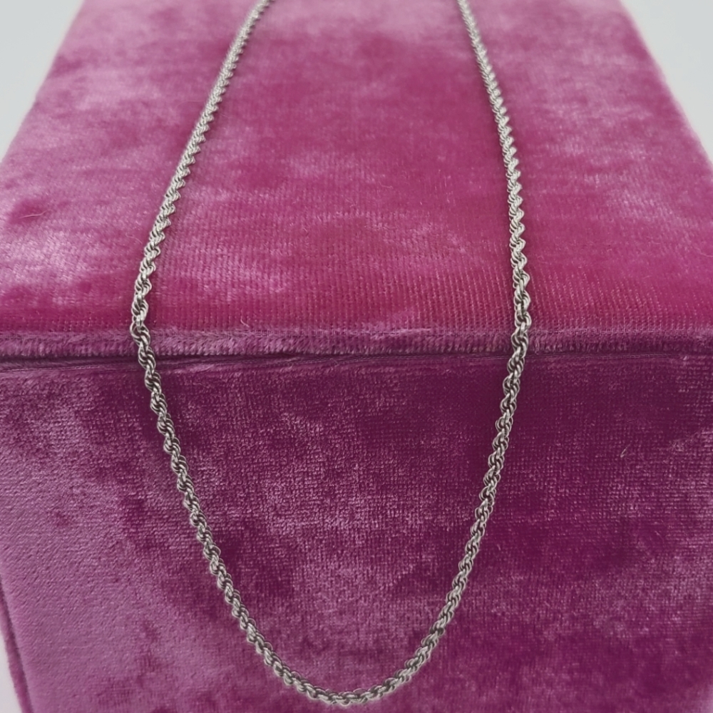 Sterling Silver Twisted Rope Chain Necklace, 18”